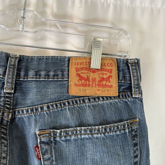 Levis 514 Jeans Men's 32x30 Medium Wash Blue Denim Button Zip 100% Cotton - Picture 10 of 11